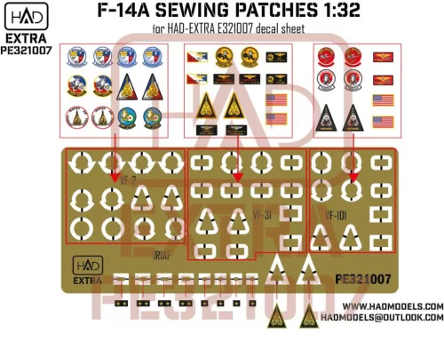 HAD models - F-14A-D sewing patches VF-2 VF-101 VF-31 photo-etched parts