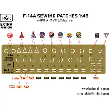   HAD models - F-14A Sewing patches VF-1; VF-84; VF-111 Photo-etched part