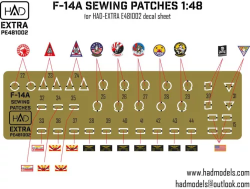 HAD models - F-14A Sewing patches VF-1; VF-84; VF-111 Photo-etched part
