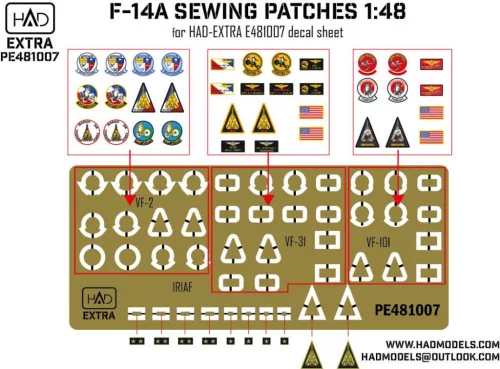 HAD models - F-14A-D sewing patches VF-2 VF-101 VF-31 photo-etched parts