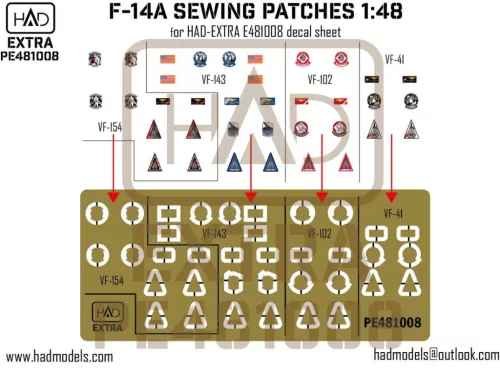 HAD models - F-14A-D sewing patches VF-143 VF-154 VF-41 VF102 photo-etched part