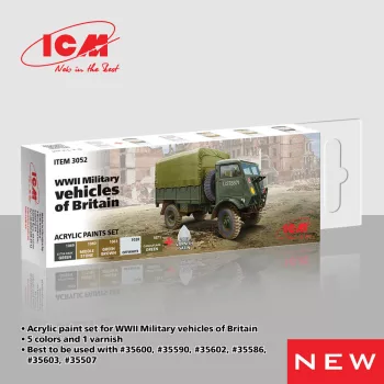   ICM - Acrylic Paint Set for WWII Military vehicles of Britain  6 x12 ml