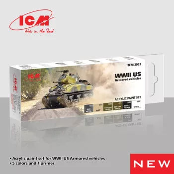   ICM - Acrylic Paint Set for WWII US Armored vehicles  6 x12 ml