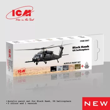   ICM - Acrylic Paint Set for Black Hawk. US helicopters  6 x12 ml