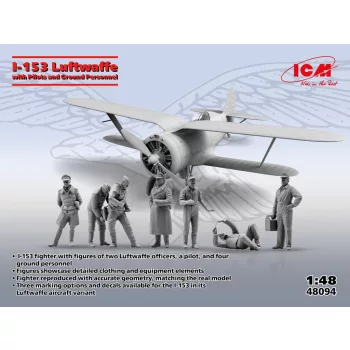   ICM - 1:48 ICM I-153 with Luftwaffe Pilots and Ground Personnel