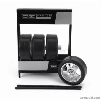   Ixo-Models - Accessories Cavalletto Supporto 4X Pneumatici Oz - Metal Rack With 4X Tyres Black Silver