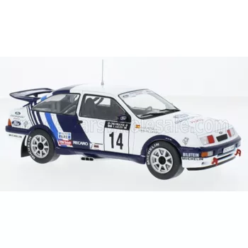   Ixo-Models - FORD ENGLAND SIERRA RS COSWORTH TEAM FORD MOTORSPORTS N 14 6th RALLY 1000 LAKES 1988 CARLOS SAINZ - LUIS MOYA WHITE BLUE