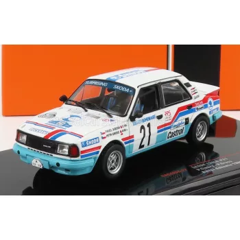   Ixo-Models - SKODA 130LR N 21 RALLY BOHEMIA 1988 P.SIBERA - P.GROSS WHITE LIGHT BLUE RED