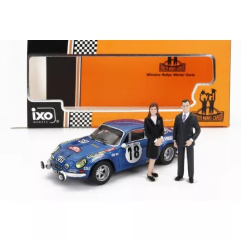   Ixo-Models - RENAULT ALPINE A110 1800S N 18 WINNER RALLY MONTECARLO 1973 WITH FIGURE J.C.ANDRUET - M.PETIT BLUE