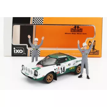   Ixo-Models - LANCIA STRATOS HF N 14 WINNER RALLY MONTECARLO 1975 WITH FIGURES S.MUNARI - M.MANNUCCI WHITE GREEN RED