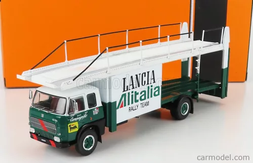 Ixo-Models - Fiat 673 Truck Car Transporter Team Lancia Alitalia Rally 1976 Green White