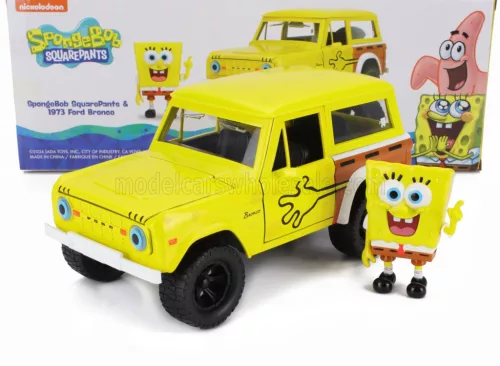 Jada - FORD USA BRONCO WITH SQUAREPANTS SPONGEBOB FIGURE 1973 YELLOW