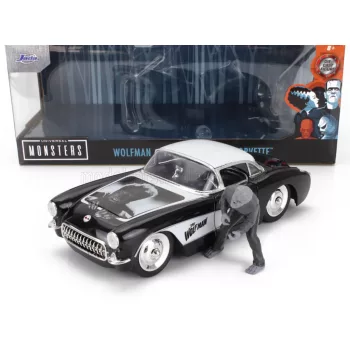  Jada - CHEVROLET CORVETTE WITH WOLFMAN FIGURE 1957 BLACK WHITE