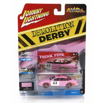   Johnny Lightning - FORD USA CROWN VICTORIA N 43 DEMILITION DERBY 1997 PINK WHITE