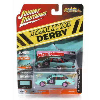   Johnny Lightning - FORD USA CROWN VICTORIA N 43 DEMILITION DERBY 1997 LIGHT BLUE BLACK