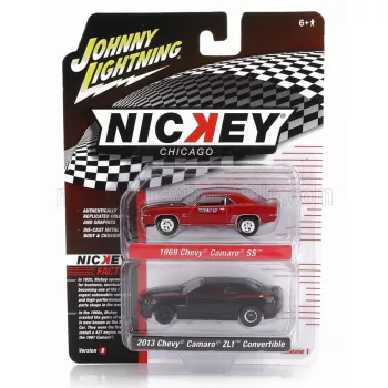   Johnny Lightning - CHEVROLET SET 2X CAMARO SS 1969 + ZL1 CABRIOLET CLOSED 2013 BLACK RED