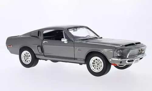 Lucky Diecast - Shelby GT-500KR grau/schwarz 1968 1:18