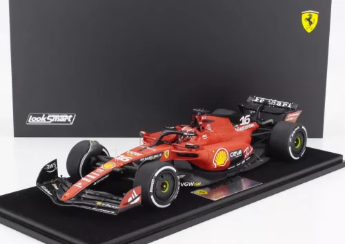 LookSmart - FERRARI F1  SF-23 TEAM SCUDERIA FERRARI N 16 4th SINGAPORE GP 2023 CHARLES LECLERC - CON VETRINA - WITH SHOWCASE RED BLACK