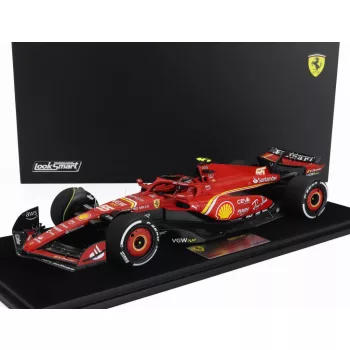  LookSmart - FERRARI F1  SF-24 TEAM SCUDERIA FERRARI N 55 3rd BAHRAIN GP 2024 CARLOS SAINZ - CON VETRINA - WITH SHOWCASE RED BLACK