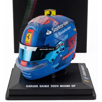   LookSmart - BELL HELMET CASCO HELMET F1 CARLOS SAINZ TEAM FERRARI HP N 55 MIAMI GP 2024 BLUE RED