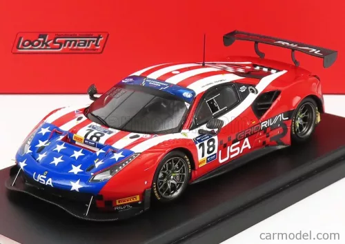 Looksmart - Ferrari 488 Gt3 Usa Team N 18 8H Fia Motorsport Games Gt Cup Vallelunga 2019 Robert Ferriol - Spencer Pumpelly Red Usa Flag