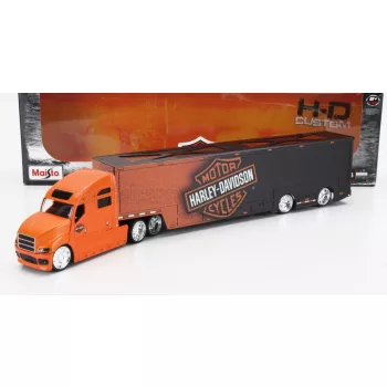  Maisto - TRUCK H-D HAULERS TRUCK HARLEY DAVIDSON CAR TRANSPORTER 2021 ORANGE BLACK