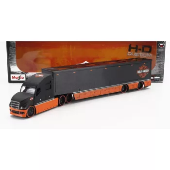  Maisto - TRUCK H-D HAULERS TRUCK HARLEY DAVIDSON CAR TRANSPORTER 2021 BLACK ORANGE