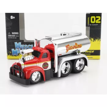   Maisto - MACK B-61 TANKER TRUCK GASOLINE 3-ASSI CUSTOM 1953 RED SILVER