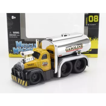   Maisto - MACK B-61 TANKER TRUCK GASOLINE 3-ASSI CUSTOM 1953 YELLOW SILVER