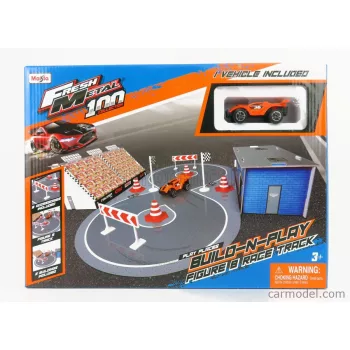   Maisto - Accessories Diorama - Set Build Race Track With Car Orange Grey