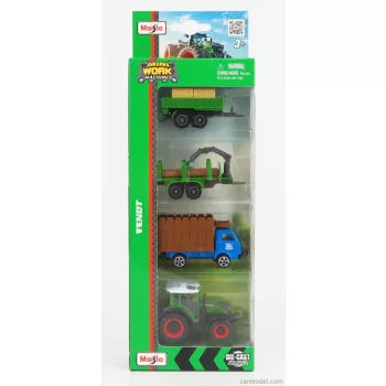   Maisto - Fendt Set 4X 209 Vario Tractor 2022 - Truck - Trailer Green Blue Brown