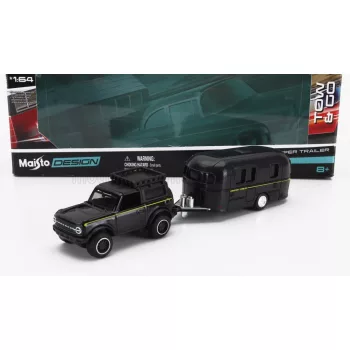 Maisto - FORD USA BRONCO WITH ROULOTTE 2021 MATT BLACK