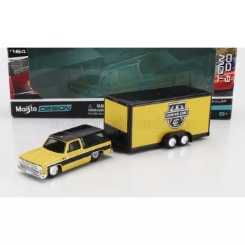   Maisto - CHEVROLET BLAZER K5 WITH TRAILER CAR TRANSPORTER 1979 YELLOW BLACK