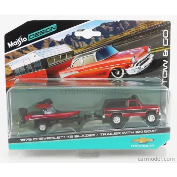   Maisto - Chevrolet Blazer K5 1979 With Ski Boat And Trailer Red Met