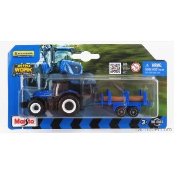   Maisto - New Holland T7-315 Tractor With Trailer 2018 Blue Wood