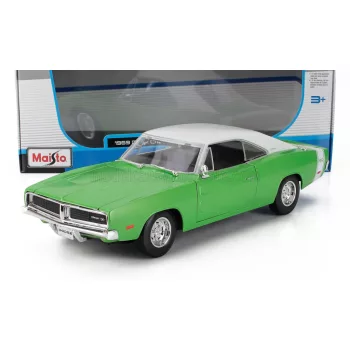 Maisto - DODGE CHARGER R/T COUPE 1969 GREEN WHITE