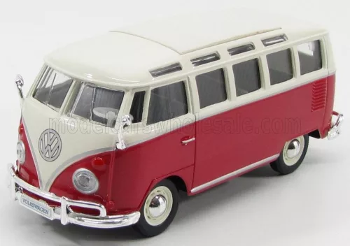 Maisto - VOLKSWAGEN T1 SAMBA MINIBUS 1962 RED IVORY
