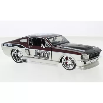   Maisto - Ford Mustang GT, silber/dunkelrot, 1967, Harley-Davidson, 1:24