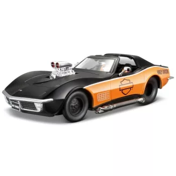   Maisto - Chevrolet Corvette, schwarz/orange, 1970, Harley-Davidson, 1:24