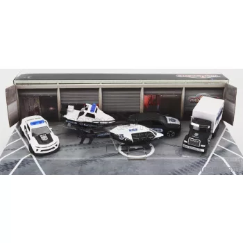   Majorette - Chevrolet Set Assortment 5 Cars Police Force Pieces White Black