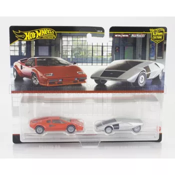   Mattel Hot Wheels - LAMBORGHINI SET 2X COUNTACH LP5000 QUATTROVALVOLE 1982 + STRATOS ZERO CONCEPT 1970 RED SILVER