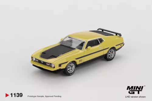 Minigt - 1:64 Ford Mustang Mach1 Grabber Yellow 1971 (LHD)