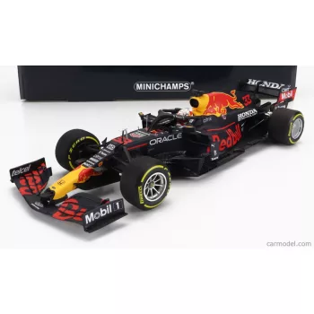   Minichamps - Red Bull F1 Rb16B Honda Ra620H Team Aston Martin N 33 World Champion Winner Mexico Gp 2021 Max Verstappen Matt Blue Yellow Red