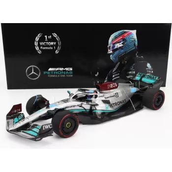   Minichamps - MERCEDES GP F1 W13E TEAM MERCEDES-AMG PETRONAS F1 N 63 (first f1 win) WINNER BRAZILIAN GP 2022 GEORGE RUSSEL SILVER GREEN