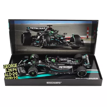   Minichamps - MERCEDES GP F1 W14 TEAM MERCEDES-AMG PETRONAS FORMULA ONE N 63 7th BAHRAIN GP WITH PIT BOARD 2023 GEORGE RUSSEL MATT BLACK