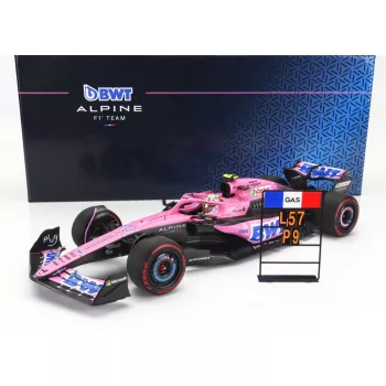   Minichamps - RENAULT F1  A523 TEAM BWT ALPINE N 10 9th BAHRAIN GP WITH PIT BOARD 2023 PIERRE GASLY PINK BLACK BLUE