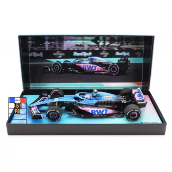   Minichamps - RENAULT F1  A523 TEAM BWT ALPINE N 10 8th MIAMI GP WITH PIT BOARD 2023 PIERRE GASLY BLUE BLACK PINK