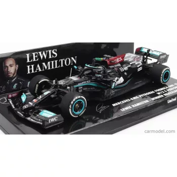   Minichamps - Mercedes Gp F1 W12 Mercedes M12 Eq Power+ Team Amg Petronas Motorsport Formula One N 44 Winner Brazilian Gp (With Flag) 2021 Lewis Hamilton Black Green
