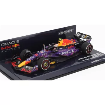   Minichamps - RED BULL F1  RB19 TEAM ORACLE RED BULL RACING N 11 3rd LAS VEGAS USA GP 2023 SERGIO PEREZ PURPLE YELLOW RED