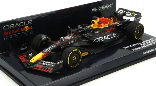 Minichamps - RED BULL F1  RB19 TEAM ORACLE RED BULL RACING N 1 WORLD CHAMPION WINNER ABU DHABI GP 2023 MAX VERSTAPPEN MATT BLUE